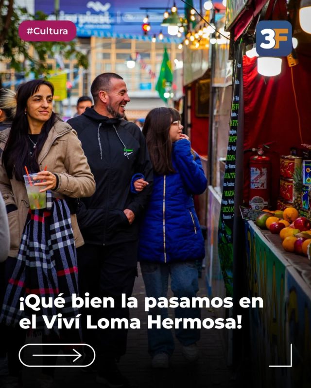 ¡Loma Hermosa estuvo de fiesta! 🎊🎪

Los vecinos pasaron un viernes y sábado distinto, lleno de alegría con la nueva edición del festival #Viví3F. Una gran oportunidad para compartir en familia y amigos rodeados de las mejores propuestas gastronómicas, feria de artesanos locales y momentos que nos recuerdan lo lindo de encontrarnos en el barrio.

Y este domingo, de 10.30 a 23 h, en 1° de Mayo y Ruta 8 ¡seguimos con la fiesta! No te pierdas otra jornada para cerrar este fin de semana XL de la mejor manera. ¡Te esperamos!

👉 Conocé más información en: www.tresdefebrero.gov.ar/vivi3f