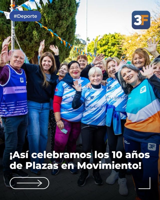 ¡Felices 10 años Plazas en Movimiento! 🥳🌳

Que gran día vivimos juntos en la clase especial de ritmos como celebración del décimo aniversario de una propuesta que incentiva a los vecinos a hacer actividad física y mejorar su calidad de vida día a día.

¡Vos también podés sumarte y disfrutar los espacios verdes de #3F con movimiento y energía!

👉 Conocé todo sobre esta iniciativa en: www.tresdefebrero.gov.ar/plazasenmovimiento