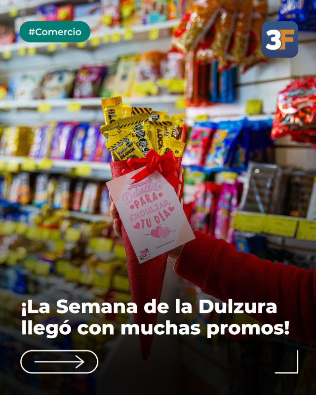 Regalá dulzura con las mejores promociones 🍭🍬

Hasta el 7 de julio viví la Semana de la Dulzura en #3F con todo: golosinas, chocolates, caramelos y descuentos que te van a robar una sonrisa. Regalá algo rico, compartí con amigos y tu persona favorita o simplemente date un gusto.

En #TresDeFebrero seguimos apoyando a los emprendedores y el comercio local con propuestas que endulzan tu día 💗

👉 Conocé todos los comercios adheridos en: www.tresdefebrero.gov.ar/compraen3f/