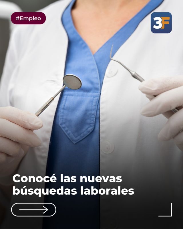 Nuevas oportunidades de trabajo en 3f 🔍💼

Creemos que el trabajo es la mejor herramienta para crecer y proyectar futuro. Por eso, desde #TresDeFebrero te compartimos algunas de nuestras  búsquedas laborales activas:

✅ Cardiólogo infantil
✅ Psicólogos/as
✅ Odontólogo/a
✅ Auxiliar de farmacia
✅ Odontopediatra

Si te interesa alguno de estos puestos, ¡no dejes pasar la oportunidad! Envianos tu CV a 👉 empleorrhh@tresdefebrero.gov.ar