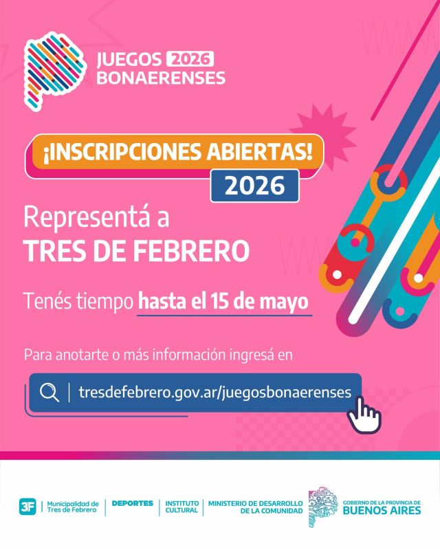 ¡Corré y anotate a los Juegos Bonaerenses! 🏃😉

Ya se encuentra abierta la inscripción para la la 35º edición de los #JuegosBonaerenses, la competencia deportiva y cultural más importante de la provincia. 

Si sos deportista, artista o te apasiona alguna disciplina, esta es tu oportunidad para mostrar tu talento y llevar la bandera de #TresDeFebrero a lo más alto. Hay categorías para juveniles, adultos mayores, personas con discapacidad y personas trasplantadas.

👉 ¡Tenés tiempo hasta el 15 de mayo! Inscribite en nuestra página: www.tresdefebrero.gov.ar/juegosbonaerenses