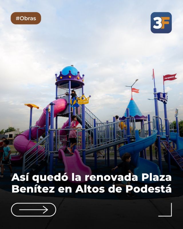 ¡Un sueño cumplido para el barrio! 🌳👏

Terminamos las obras en la Plaza Benítez en #AltosDePodestá y los vecinos ya la disfrutan como se merece. Un punto de encuentro renovado, seguro y lleno de vida para que todas las familias puedan disfrutar al aire libre.

Pensamos en cada detalle para los más chicos, con juegos nuevos y piso de goma para que jueguen sin riesgos. También sumamos parquización, una estación de calistenia para fomentar el deporte y mejoras en la accesibilidad para que todos los vecinos puedan recorrerla sin barreras.