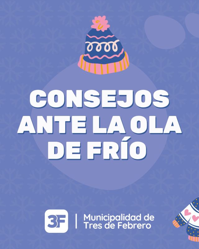 Recomendaciones para protegerte del frío 🧣❄️

Queremos que vos y tu familia estén seguros dentro y fuera de sus hogares frente a las olas de frío que se dan durante el invierno. Por eso, te brindamos una serie de consejos que vale la pena tener en cuenta:

❄️ Evitá exponerte demasiado al frío o cambios bruscos de temperatura
❄️ Calefaccioná tu hogar de forma segura
❄️ Abrigate en capas y mantenete en movimiento
❄️ Hidratate y tomá infusiones calientes
❄️ Lavá tus manos regularmente para prevenir enfermedades o resfríos
❄️ Procurá estornudar o toser en el pliege del codo para no esparcir gérmenes
❄️ Si no te sentís bien, consultá con un médico. ¡No te automediques!

Ante cualquier urgencia, no dudes en llamar al 107 para el SAME o ingresá a nuestro sistema de Telemedicina 3F para asistencia virtual. Recordá que si ves a una persona en situación de calle podés comunicarte a desarrollohumano@tresdefebrero.gov.ar