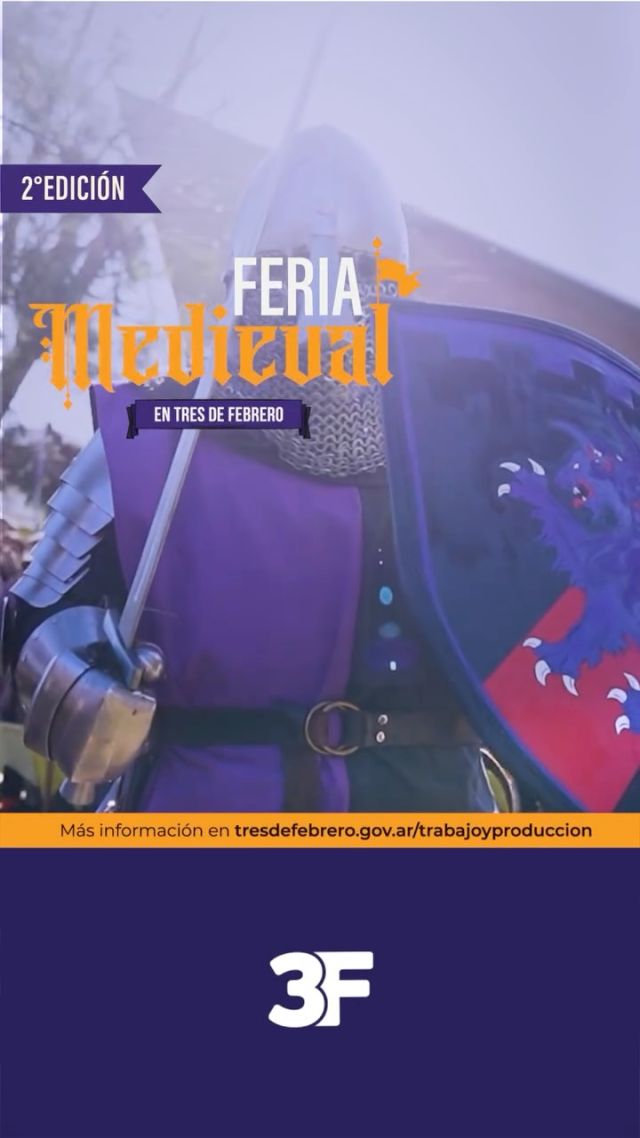 Se alzan los estandartes en #3F 🏰🎭

¡Este finde llega la la 2º edición de la Feria Medieval y vas a querer ser parte! Te esperamos el sábado 9 y domingo 10 de agosto en la Plaza Murialdo para vivir dos fantásticas jornadas ambientadas en un mundo de caballeros, doncellas, héroes y leyendas.

Disfrutá de shows en vivo, combates medievales, danzas ancestrales y la mejor música que te va a transportar a otra época. Además, vas a poder recorrer un gran paseo gastronómico y conocer a emprendedores y artesanos con creaciones únicas.

📍 Martín Fierro y José Hernández, Villa Bosch ¡Entrada libre! 🤩

👉 Conocé más información en este link: www.tresdefebrero.gov.ar/trabajoyproduccion