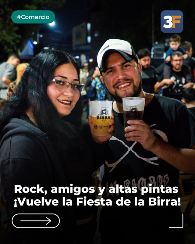 ¡Esta grilla explota de rock y no podemos más de la manija! 🔥 🎸

Llega la octava edición de la Fiesta de la Birra, el evento que reúne lo mejor de nuestra producción local. Las mejores fábricas locales te invitan a disfrutar de dos días llenos de música en vivo, birra artesanal, foodtrucks y un clima que solo el oeste sabe dar.

Agendá los horarios para no perderte nada:
📅 Sábado 16: de 12 a 01 h
📅 Domingo 17: de 12 a 00 h

En esta edición, te esperan tributos imperdibles a los grandes del rock: AC/DC, Bob Marley, Los Piojos, Viejas Locas, Callejeros y Attaque 77 y muchas más bandas en vivo para agitar las dos jornadas. 

⚠️ Se suspende por lluvia 👉 Conocé el transporte y calles afectadas en: www.tresdefebrero.gob.ar/fiestadelabirra3f