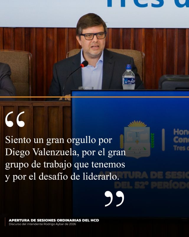 Apertura del 52° período de sesiones en el HCD 📃

Te compartimos el discurso del intendente Rodrigo Aybar en el 52° Período de Sesiones del Honorable Concejo Deliberante. 

Nuestro compromiso con #TresDeFebrero se mantiene más fuerte que nunca. Aseguramos obras para potenciar los barrios, más políticas fiscales para fortalecer el trabajo y la industria local, mayor seguridad para cada familia, una educación más completa y presente, y más modernización para una ciudadanía mucho más simple.

Estos son algunos de los pilares de nuestra gestión que vamos a seguir impulsando para reafirmarnos como un ejemplo en la provincia y en el país. ¡Por un año de mucho trabajo para un #3F mejor!

👉 Mirá el discurso completo en el siguiente link: www.tresdefebrero.gov.ar/periodo52hcd