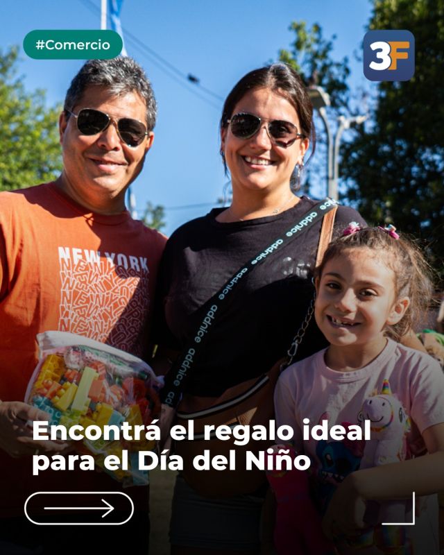 Una semana para mimar a los peques 🎁🧸

Del lunes 11 al domingo 17 de agosto, vivimos el Día del Niño a lo grande con promos y descuentos en comercios locales para que encuentres el regalo ideal para sorprenderlos.

Sumate a esta celebración, apoyá a nuestros emprendedores y llená de sonrisas el día de los más chicos con obsequios pensados con amor.

👉 Conocé los locales adheridos: www.tresdefebrero.gov.ar/festejaen3f