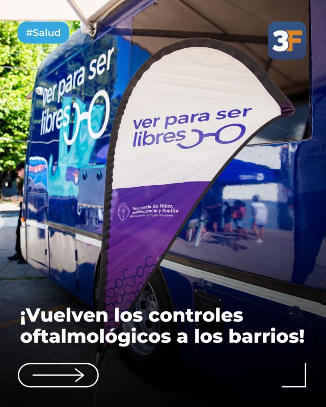 ¡Vuelve Ver para ser libres a #TresDeFebrero! 👓🧑‍🏫

Sabemos que una buena visión es clave para el desarrollo y el aprendizaje, por eso lanzamos una nueva etapa de este programa junto al Ministerio de Capital Humano.

Invitamos a chicos de entre 6 y 17 años a realizar su consulta oftalmológica gratuita hasta el sábado 16 de mayo. Todos los operativos son sin turno previo y con entrega de lentes en el momento con la graduación que necesiten.

👉Conocé el cronograma y más detalles en: www.tresdefebrero.gov.ar/3fcuidatusalud