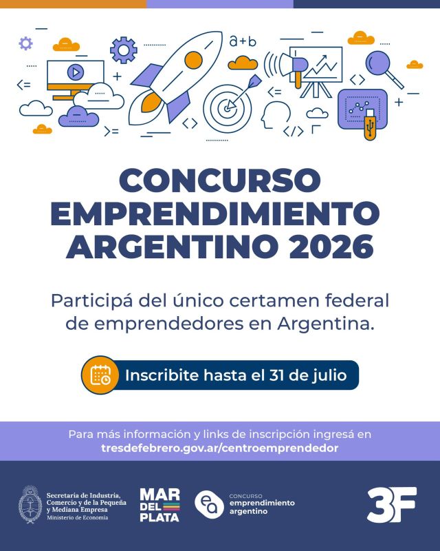 ¿Tenés un emprendimiento y querés darle visibilidad a nivel nacional? 🛍️📈

¡Sumate al Concurso Emprendimiento Argentino 2026! Participan proyectos de todo el país, en dos categorías: los que innovan en sectores tradicionales y emprendimientos tecnológicos con innovación científica.

Además de premios y reconocimientos, los finalistas acceden a mentorías y se conectan con actores clave del ecosistema.

👉 Anotate y conocé toda la información en: www.tresdefebrero.gov.ar/centroemprendedor