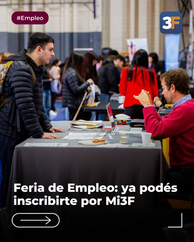 ¡Abrimos la inscripción para la primera Feria de Empleo 2026! 💼 📅

Queremos que los vecinos tengan más oportunidades de laburo, por eso ahora en #Mi3F vas a poder cargar tu CV, actualizar tus datos y detallar tu experiencia y los rubros que te interesan. 

Es el momento ideal para que las empresas locales conozcan todo tu potencial y encuentres el crecimiento profesional. Te esperamos el miércoles 15 de abril, de 10 a 16 h, para que conectes cara a cara con las búsquedas laborales vigentes. 

⚠️ No te dejes estar: para participar es necesario que tengas una cuenta en nuestra plataforma digital #Mi3F. Tenés tiempo para anotarte hasta el 14 de abril inclusive y asegurar tu lugar. 

👉 ¿Te quedaste sin cupo? No te preocupes, comunicate por teléfono al 11 3182-4779 y te asesoramos.

🔗 Conocé el paso a paso en la web de la Muni: www.tresdefebrero.gov.ar/feriaempleo3f