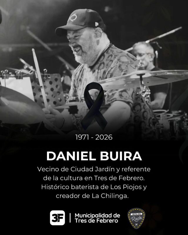 ¡Hasta siempre, Dani! 🥁

​Hoy despedimos a un fenómeno, a un maestro de nuestro querido Tres de Febrero: el gran Dani Buira. Vecino ilustre de Ciudad Jardín, histórico baterista de Los Piojos y el corazón detrás de @lachilinga.

​Dani no solo marcó el pulso de toda una generación con sus palillos, sino que transformó a toda una cultura enseñándonos que la percusión es, ante todo, comunidad. Su legado va mucho más allá de los escenarios; queda en cada pibe y piba que agarró un tambor gracias a su visión.

Le deseamos un gran​ viaje. Gracias por elegir nuestro barrio para sembrar su arte.
