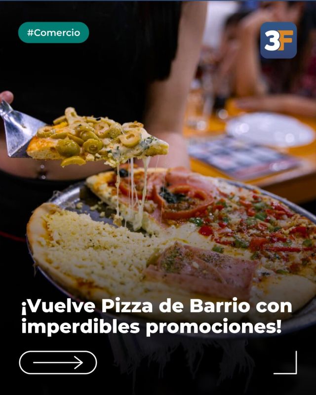 ¡Sale esa de muzza en el local del barrio! 🍕🇦🇷

Hoy es el Día Mundial de la Pizza y en #3F no nos podíamos quedar afuera del festejo. Por eso, este jueves 12 de febrero desde las 20 h, vuelve Pizza de Barrio donde más de 20 pizzerias locales te esperan con promos que valen la pena, descuentos y shows en vivo para festejar como corresponde.

El plan es simple: una buena de muzzarella, amigos y el orgullo de bancar al comercio que le pone sabor al barrio todos los días. 👉 Conocé los locales adheridos en www.tresdefebrero.gov.ar/3fgastronomicos