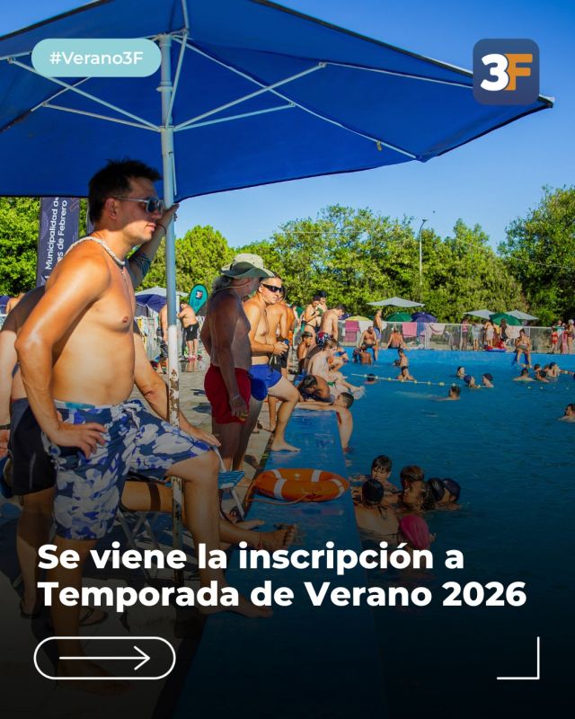 Se viene un verano lleno de aventuras 🏊‍♀️⛱️

A partir del lunes 15 de diciembre, podés inscribirte a la Temporada de Verano 2026 para disfrutar cada semana de distintas actividades y juegos para toda la familia al aire libre, música, piletas y mucho más en nuestros CEDEM 1, 3 y 4.

Recordá que podés anotarte a través de #Mi3F, siendo necesario residir en #TresDeFebrero y tener DNI actualizado o servicio a tu nombre. Cada mayor de 18 años deberá realizar el trámite de manera individual.

👉 Conocé más información en este link: www.tresdefebrero.gov.ar/verano2026
