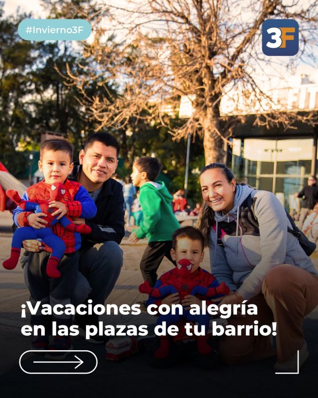 Tardes mágicas en nuestras plazas 🎠💚

En este receso de invierno, las familias y los más chicos comparten tardes únicas al aire libre en las plazas de #TresDeFebrero. Juegos, espectáculos y actividades pensadas para disfrutar, aprender y moverse juntos. 

¡Nos encanta ver crecer esta comunidad activa y feliz en cada rincón de nuestro hermoso #3F! 😁