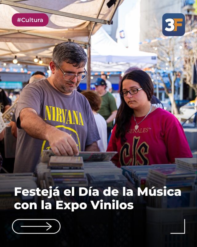 Un viaje al corazón de la música 🎵 💿

Este sábado 22 de noviembre festejamos el Día de la Música con una nueva y espectacular edición de Expo Vinilos en la Plaza de los Aviadores. Una jornada ideal para melómanos, coleccionistas y amantes del rock: vas a poder redescubrir clásicos, buscar esas piezas imposibles y compartir historias que solo un vinilo puede contar.

De 11 a 20 h te espera una feria repleta de vinilos, CDs y cassettes, música en vivo, artesanos locales y muchas sorpresas ¡Planazo para este finde largo en #CiudadJardín!

👉 Conocé toda la información en: www.tresdefebrero.gov.ar/cultura