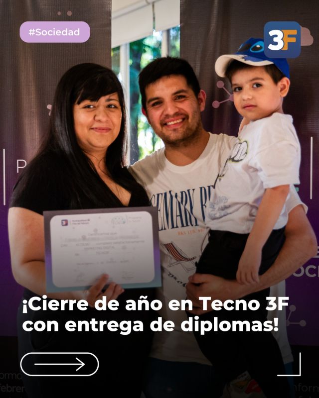 Cerramos otro gran año de Tecno 3F 🎓👏

Terminamos una nueva edición de #Tecno3F con la entrega de diplomas a cientos de vecinos que se animaron a dar un paso más en su formación. ¡Y qué orgullo nos da! Más de 40 cursos y capacitaciones se llevaron adelante este año, brindando herramientas reales para el futuro. 

Desde este programa trabajamos para que aprender sobre tecnología sea accesible, inclusivo y cercano, con el objetivo de fortalecer el crecimiento profesional y personal 🖥️ 

Hoy celebramos logros, esfuerzos y sueños que siguen avanzando. ¡Vamos por mucho más en 2026! 🧡