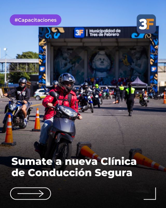 Aprendé cómo conducir de forma segura en 3F 🏍️💪

¿Manejás moto? Este sábado 5 de julio, de 9.30 a 13 h, te traemos una nueva jornada práctica en el Playón Municipal (Alberdi y Medina, #Caseros) para seguir capacitándonos en el manejo consciente y seguro.

Vas a conocer técnicas de conducción, consejos de mantenimiento básico y nociones clave para circular con responsabilidad por las calles de #3F. Recordá asistir con pantalón largo y calzado cerrado. ¡No olvides traer tu casco y licencia de conducir!

👉 Inscribite en este link: www.tresdefebrero.gov.ar/licenciasdeconducir